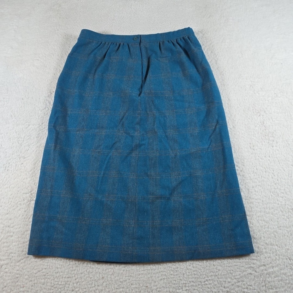 Pendleton Vintage Skirt Size 12 Blue Pencil Plaid Pleated Wool Made In‎ USA